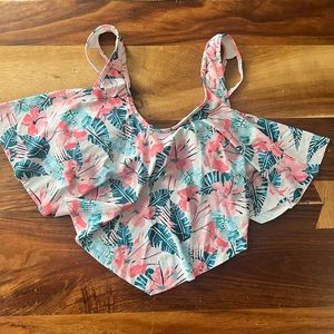 Printed Swim Top with Overlay